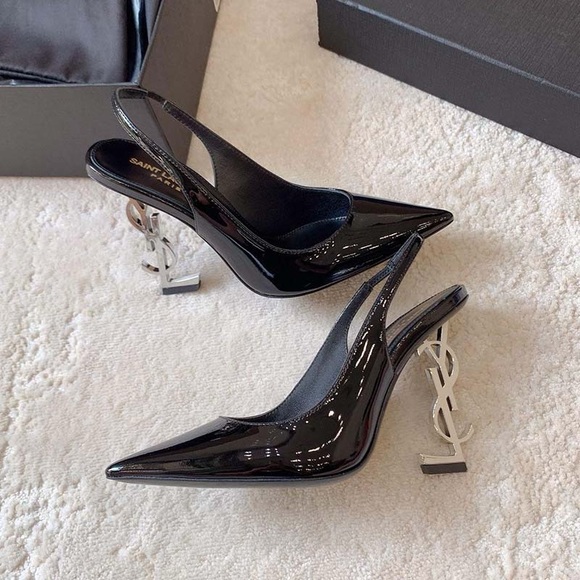 Saint Laurent Black Pointed High Heels - Picture 1 of 9